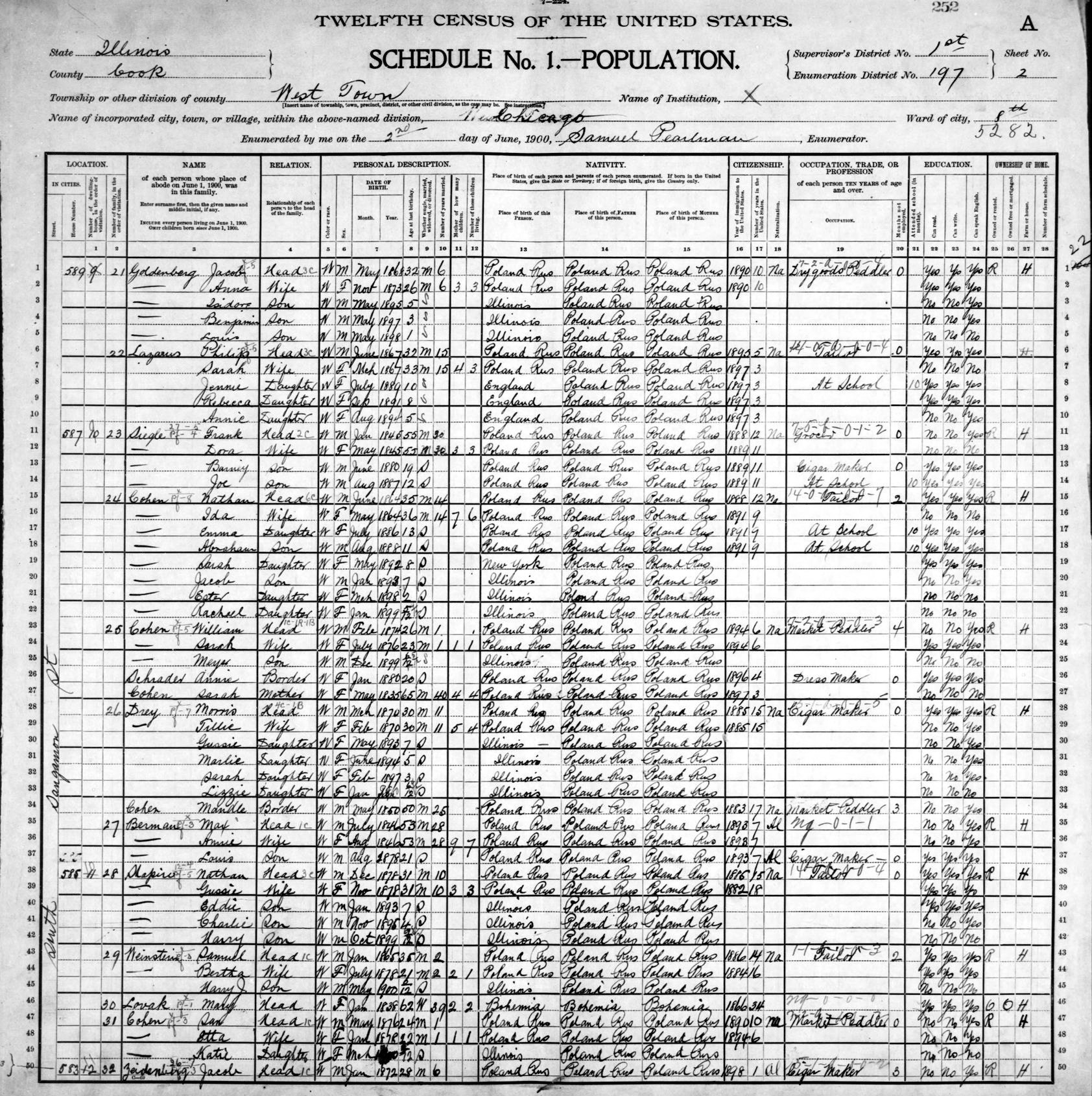 1900 Us Census Melamed Family History